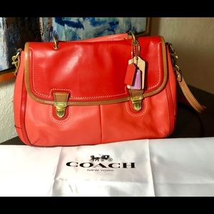 Coach Red and Orange Cross Body Satchel